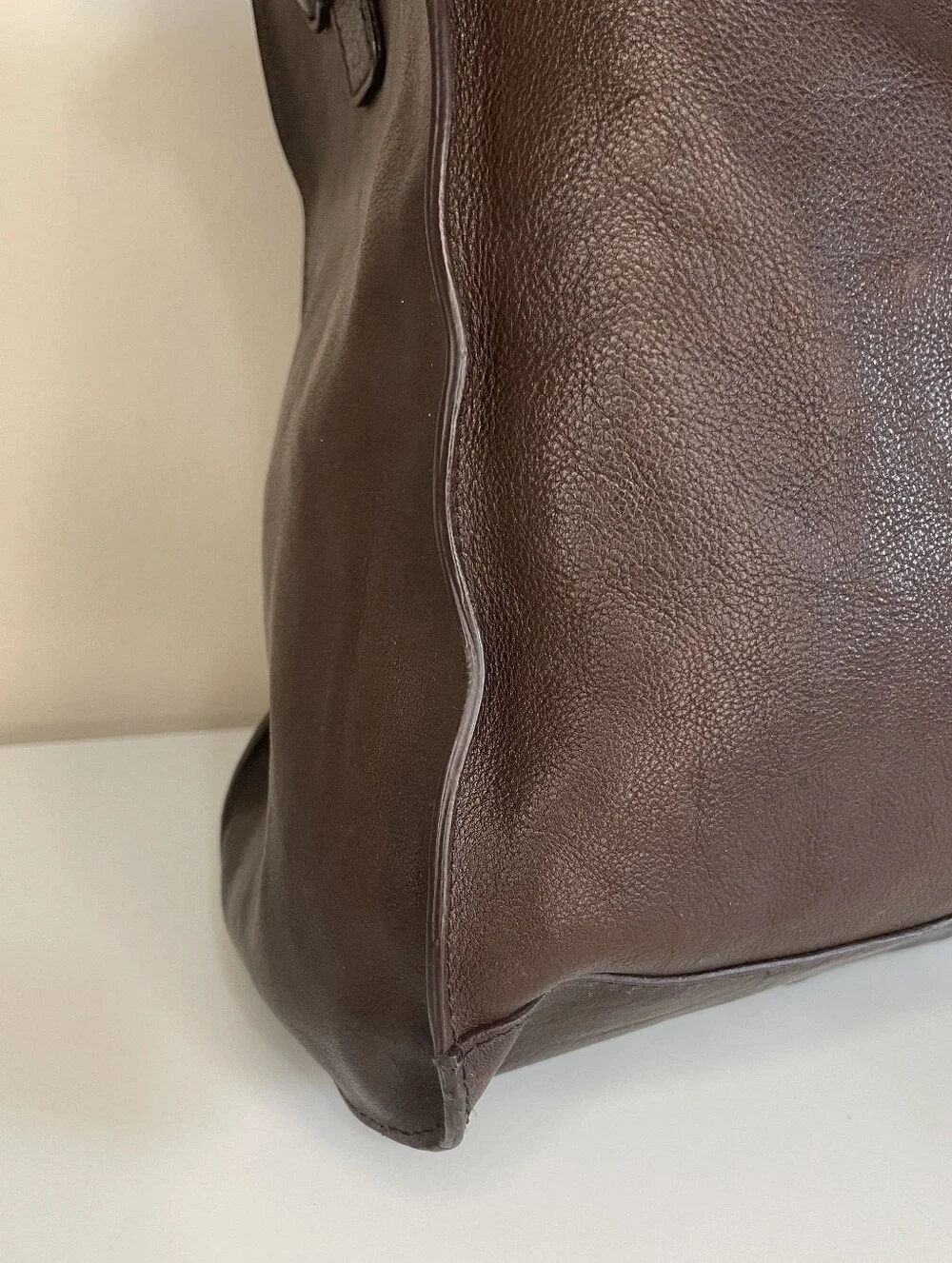 Barneys New York Dark Brown Leather Messenger Bag